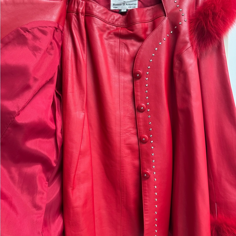 Red Faux Fur Trimmed Jacket‎ - Picture 3 of 4